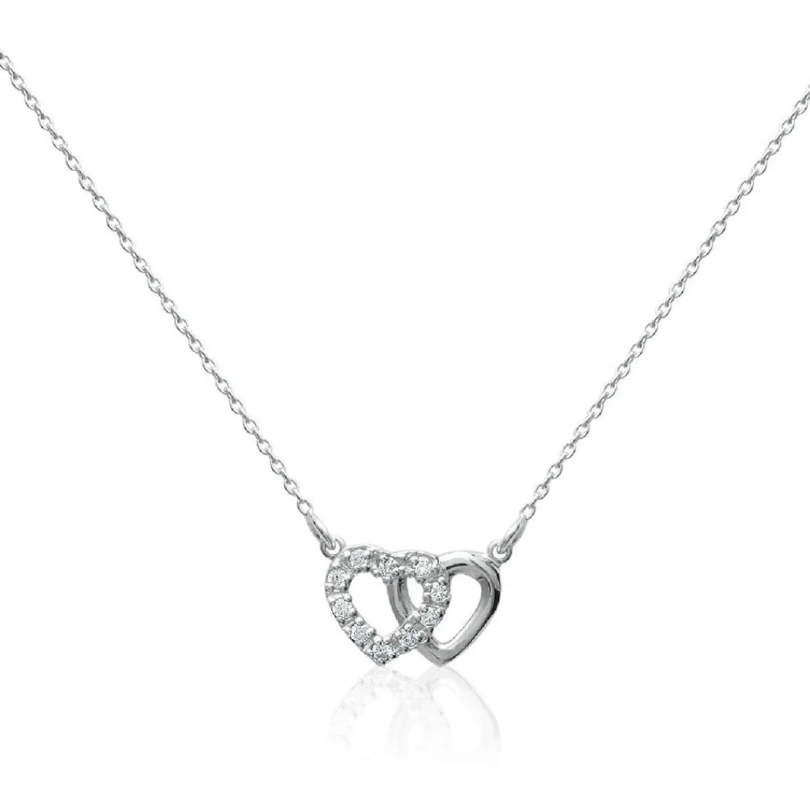 Maison de la Bijouterie Collier femme argent rhodié blanc serti griffe cœur - VWVZ004Y | Femme Collier Et Pendentif