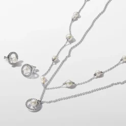 Pandora Collier femme argent sterling avec perle blanche et zircone Timeless | Femme Collier Et Pendentif