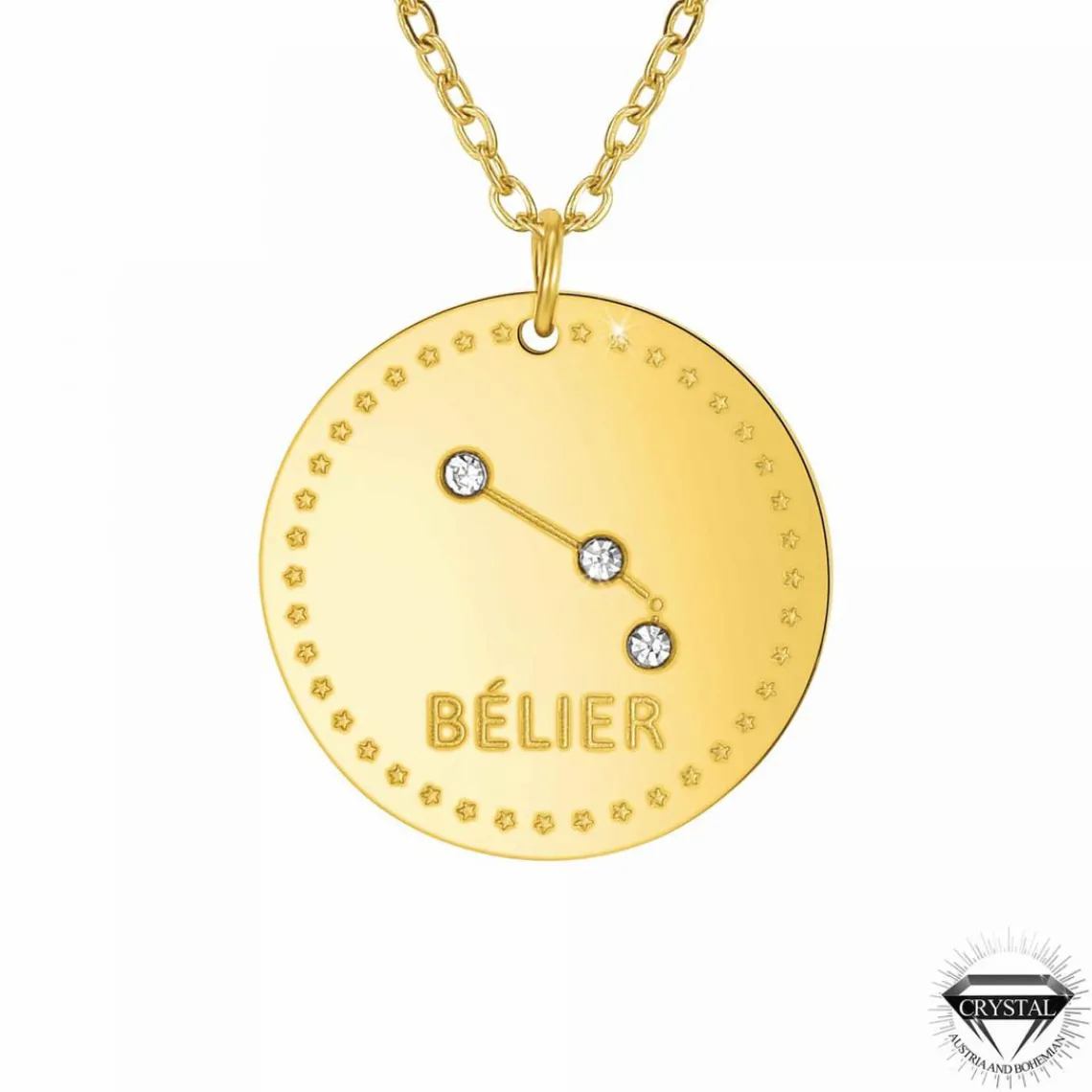 Athème Collier femme - B2449-BELIER Acier Doré | Femme Collier Et Pendentif