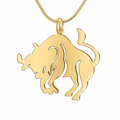 Athème Collier Femme - B2427-TAUREAU Acier Doré | Femme Collier Et Pendentif