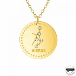 Athème Collier femme - B2449-VIERGE Acier Doré | Femme Collier Et Pendentif