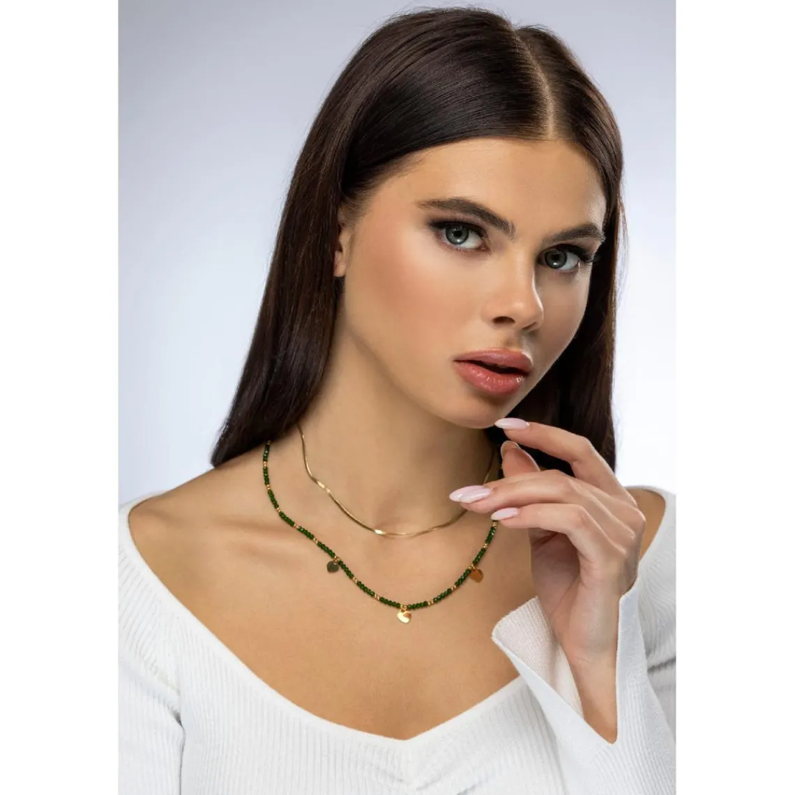 Emily Westwood Bijoux Collier femme Emily Westwood EWN23071G - Acier Doré et Vert | Femme Collier Et Pendentif