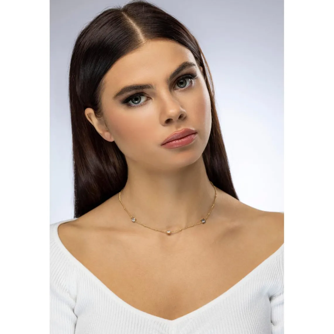 Emily Westwood Bijoux Collier femme Emily Westwood EWN23083G - Acier Doré et Blanc | Femme Collier Et Pendentif
