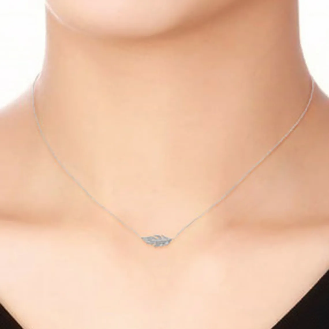Maison de la Bijouterie Collier Femme fantaisie plume Argent WYZ35345 | Femme Collier Et Pendentif