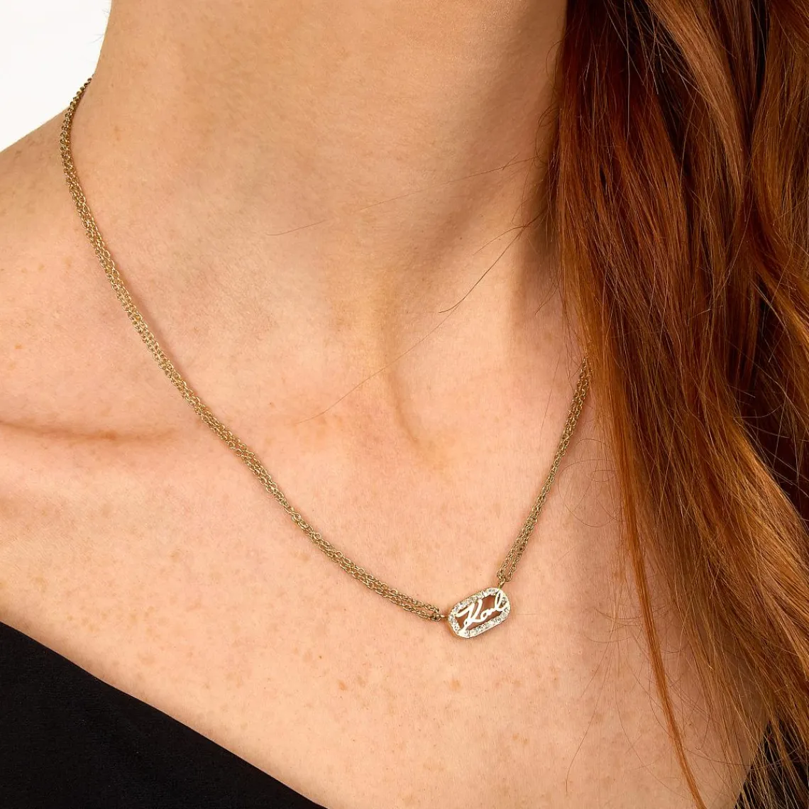Karl Lagerfeld Collier Femme Stone - KLAYC12 Acier Doré | Femme Collier Et Pendentif