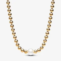 Pandora Collier femme métal doré à l'or fin avec perle et zircone Timeless | Femme Collier Et Pendentif