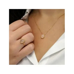 Maison de la Bijouterie Collier femme plaqué or quartz rose - UW3ZY645 | Femme Collier Et Pendentif
