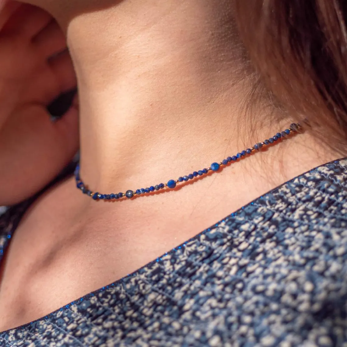 Sloya Collier Femme Paloma en pierres Lapis-lazuli | Femme Collier Et Pendentif