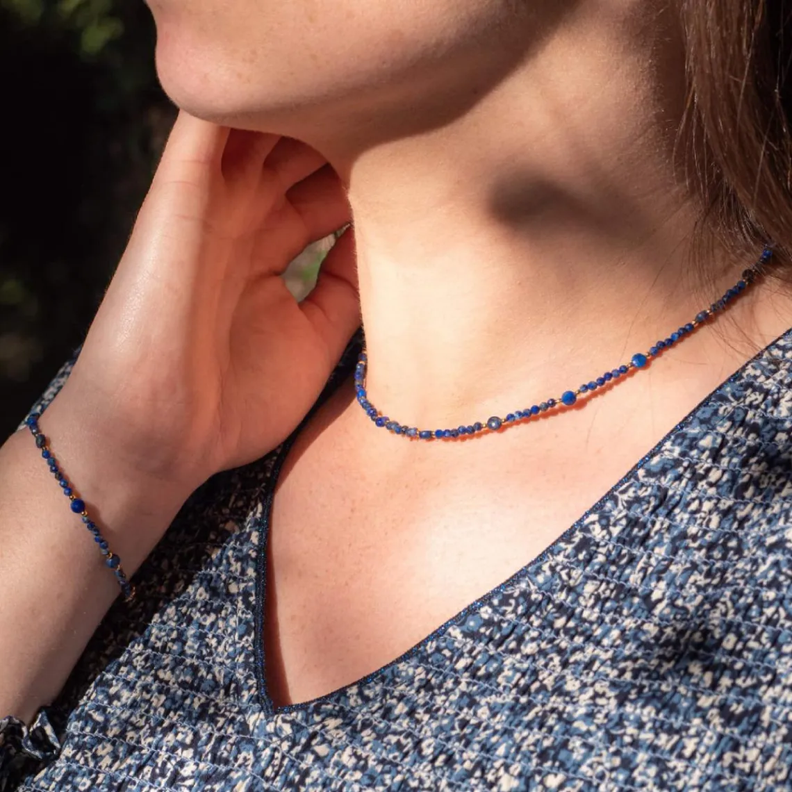 Sloya Collier Femme Paloma en pierres Lapis-lazuli | Femme Collier Et Pendentif