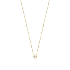 Maison de la Bijouterie Collier Femme solitaire plaqué or 40cm UWZ4W040 | Femme Collier Et Pendentif