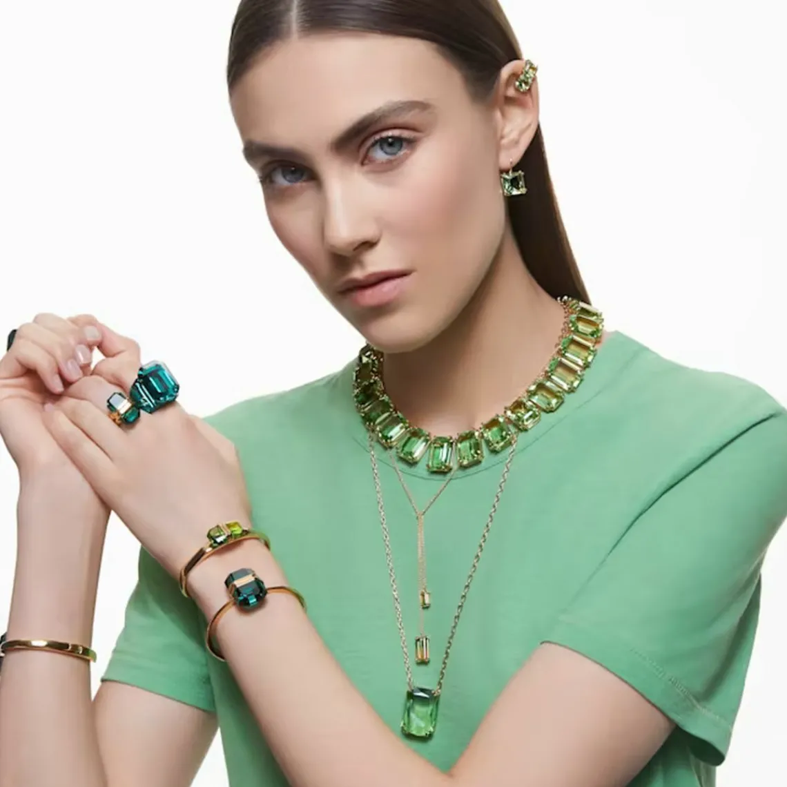 Swarovski Bijoux Collier Femme Swarovski - 5619491 Métal doré Vert | Femme Collier Et Pendentif