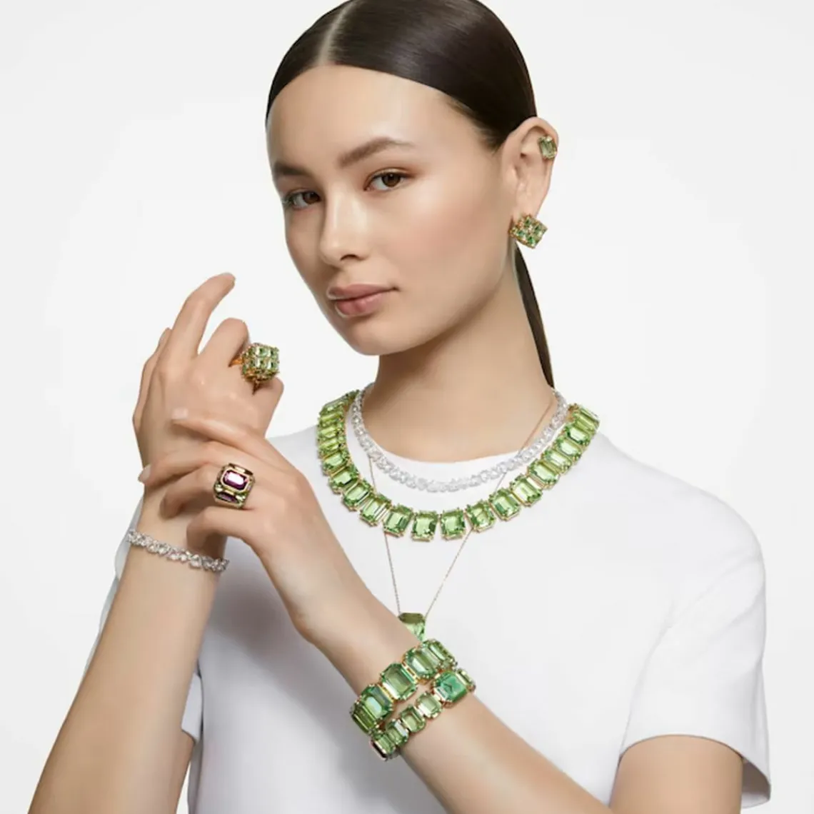 Swarovski Bijoux Collier Femme Swarovski - 5619491 Métal doré Vert | Femme Collier Et Pendentif