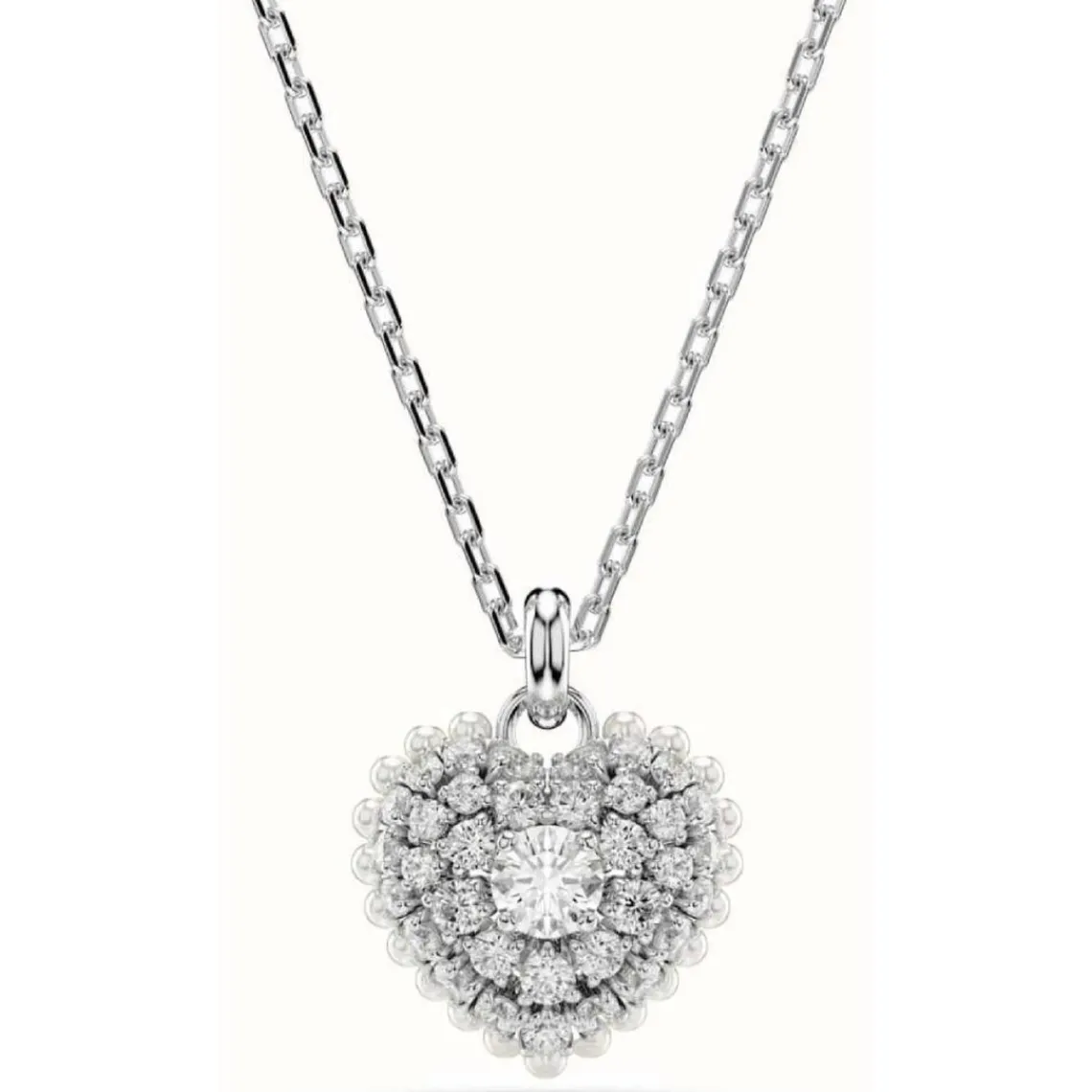 Swarovski Bijoux Collier Femme Swarovski Hyperbola Heart - 5684386 blanc,argent | Femme Collier Et Pendentif