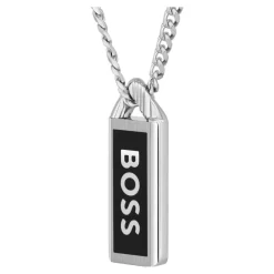 Boss Bijoux Collier Homme Kassy Emblem - 1580677 Acier Argent | Homme Colliers Et Pendentifs