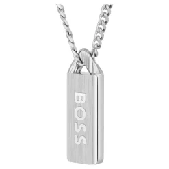 Boss Bijoux Collier Homme Kassy Emblem - 1580677 Acier Argent | Homme Colliers Et Pendentifs