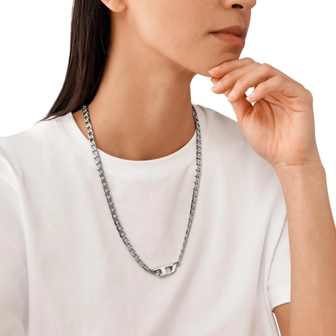Diesel Bijoux Collier Homme - DX1497040 - Acier Argent | Homme Colliers Et Pendentifs