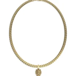 Guess Bijoux Collier homme JUMN01301JWYG Lion King acier doré | Homme Colliers Et Pendentifs