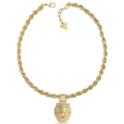 Guess Bijoux Collier homme JUMN01305JWYG LION KING Acier Doré | Homme Colliers Et Pendentifs