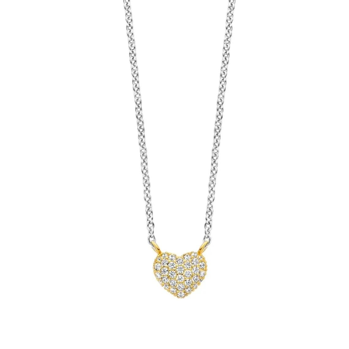 Ti Sento Collier - 3899ZY Argent Doré Cœur Pavé | Femme Collier Et Pendentif