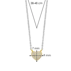 Ti Sento Collier - 3899ZY Argent Doré Cœur Pavé | Femme Collier Et Pendentif