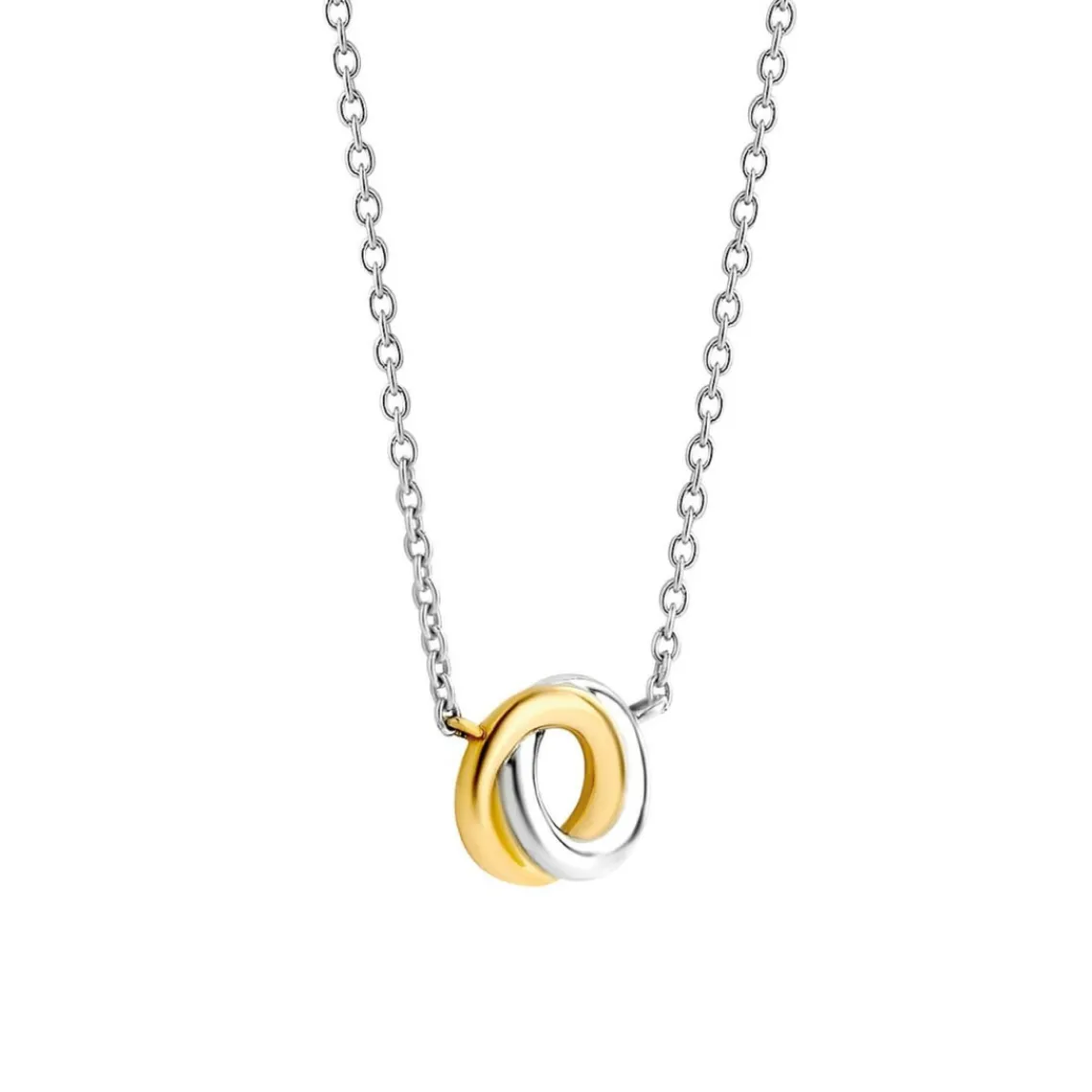 Ti Sento Collier 3915SY - argent anneaux entrelacés bicolores Femme | Femme Collier Et Pendentif