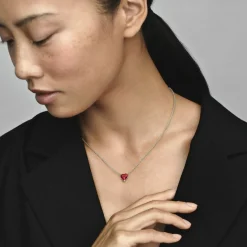 Pandora Collier avec Pendentif - Cœur Halo Scintillant | Femme Collier Et Pendentif