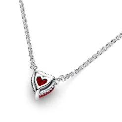 Pandora Collier avec Pendentif - Cœur Halo Scintillant | Femme Collier Et Pendentif
