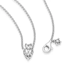 Pandora Collier avec Pendentif Timeless - Double Cœur Scintillant | Femme Collier Et Pendentif