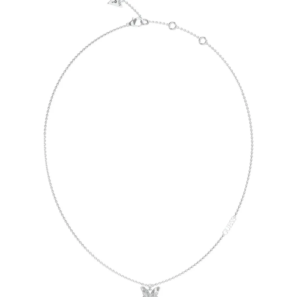 Guess Bijoux Collier Chrysalis Acier Rhodié Et Papillon Pavé De Zircons Cubiques | Femme Collier Et Pendentif