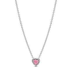 Pandora Collier Cœur Surélevé Rose | Femme Collier Et Pendentif