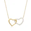 Maison de la Bijouterie Collier double ceur femme plaqué or blanc serti griffe cœur - UW0UVV4Y | Femme Collier Et Pendentif