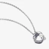Pandora Collier en argent sterling avec perle d'eau douce de culture traitée blanche et zircon cubique transparent | Femme Collier Et Pendentif