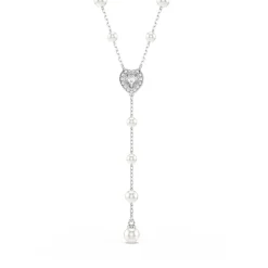 Swarovski Bijoux Collier en Y Ariana Grande x Swarovski, Tailles variées, Cœur, Blanc, Métal rhodié | Femme Collier Et Pendentif