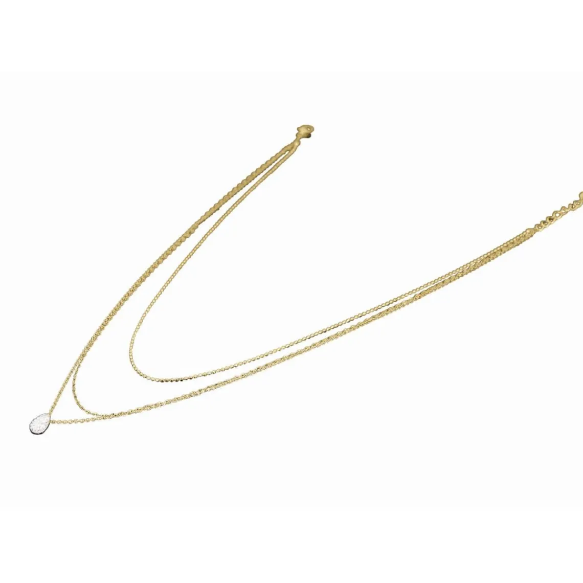 Clyda Bijoux Collier Etincelle Acier Doré 3 Rangs 40/45/47 + 3 cm Et Pavage | Femme Collier Et Pendentif