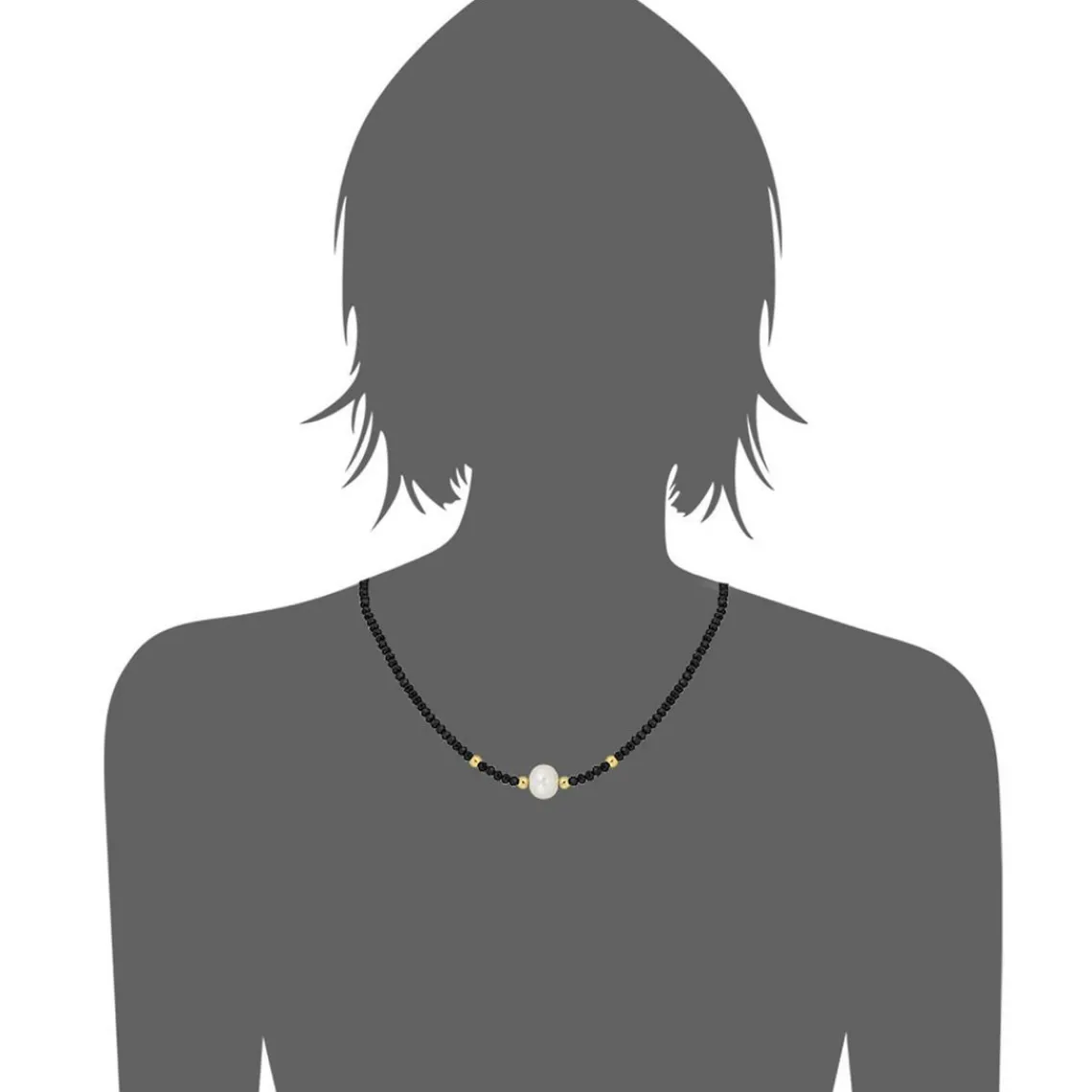 Edforce Collier et pendentif Femme 534-0113-N - Perle noir | Femme Collier Et Pendentif