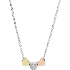 Fossil Bijoux Collier et pendentif JF02856998 - Collier et pendentif Acier Doré Argenté et Doré Rose Femme | Femme Colliers Et Pendentifs|Collier Et Pendentif