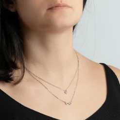 Lotus Silver Collier et pendentif Trendy LP1680-1-3 - Collier et pendentif Argent Double Chaine Cœur Et Infini Femme | Femme Collier Et Pendentif