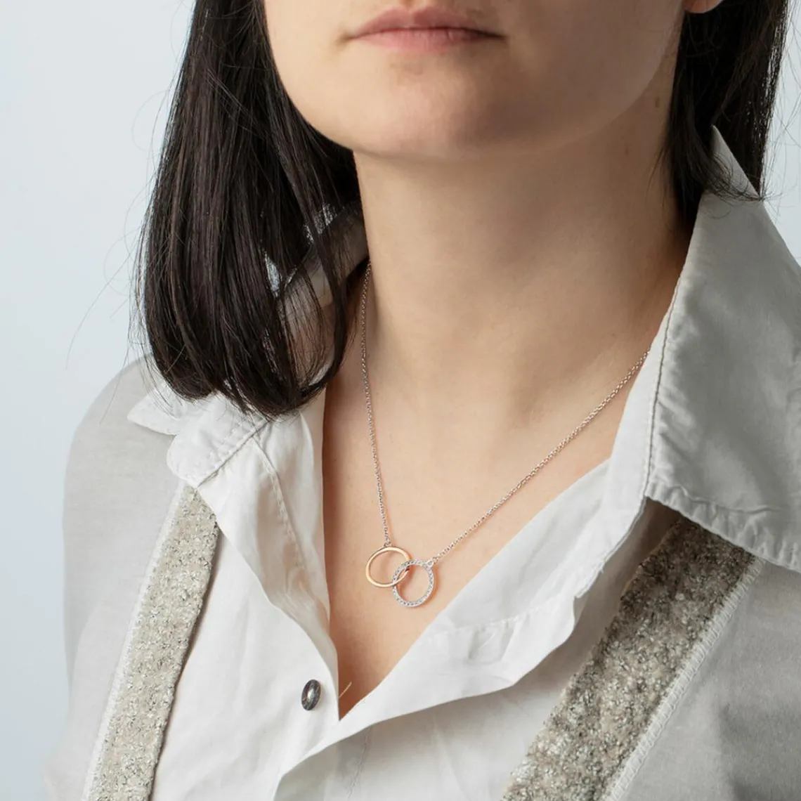 Lotus Silver Collier et pendentif LP1955-1/1 - 2 cercles moments Argent Femme | Femme Collier Et Pendentif