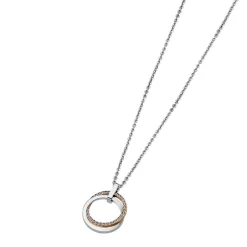 Lotus Style Bijoux Collier et pendentif Privelege LS1780-1-2 - Collier et pendentif Cristaux Double Anneaux Femme | Femme Collier Et Pendentif