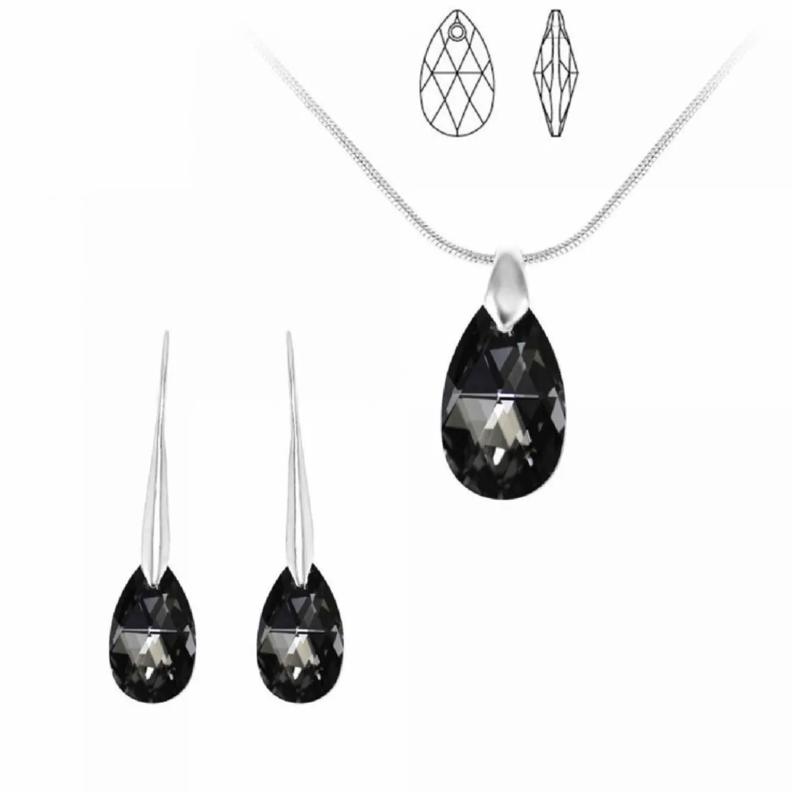 So Charm Bijoux Collier et pendentif So Charm cristal goutte noire - Collier Femme | Femme Collier Et Pendentif