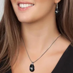 So Charm Bijoux Collier et pendentif So Charm cristal goutte noire - Collier Femme | Femme Collier Et Pendentif
