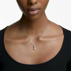 Swarovski Bijoux Collier et pendentif Swarovski 5472635 - Pendentif Solitaire Métal Rhodié et Cristaux Étincelants Femme | Femme Collier Et Pendentif