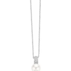 Ti Sento Collier et pendentif Liberation 3877PW-42 - Collier et pendentif Perle Blanche Cristaux Femme | Femme Collier Et Pendentif