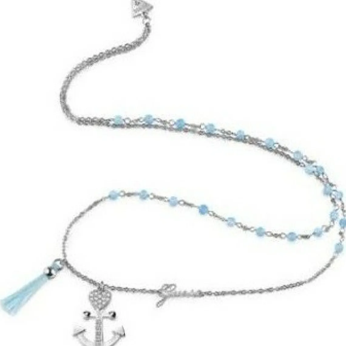 Guess Bijoux Collier et pendentif UBN85113 - Talisman Acier Bleu ciel Et pendentif Ancre Femme | Femme Collier Et Pendentif