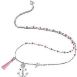 Guess Bijoux Collier et pendentif UBN85112 - Talisman Acier Rose Et pendentif Ancre Femme | Femme Collier Et Pendentif