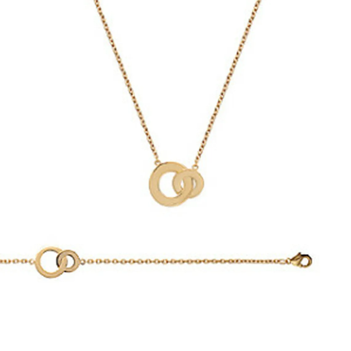 Maison de la Bijouterie Collier fantaisie double rond Femme plaqué or UYZZ6445 | Femme Collier Et Pendentif