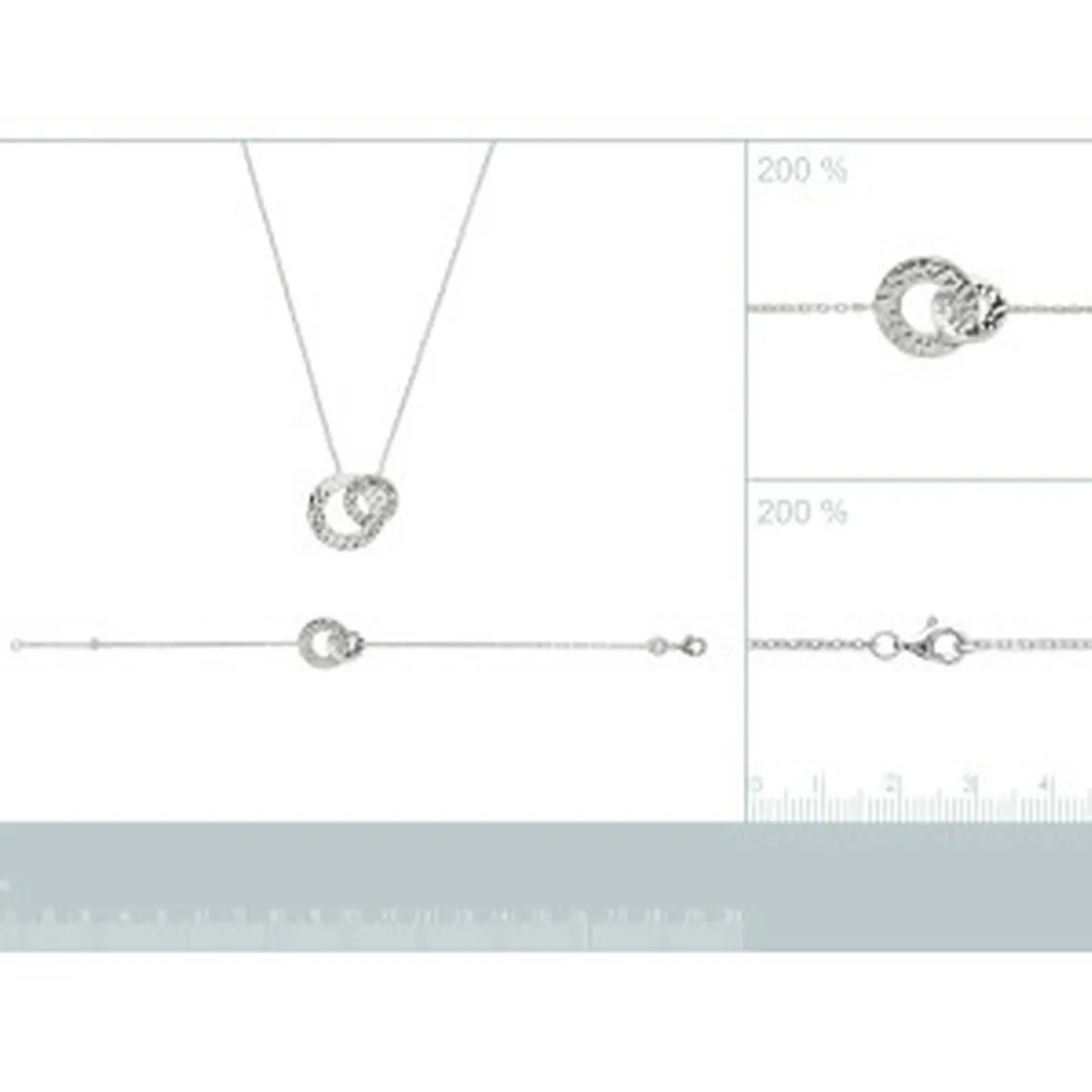 Maison de la Bijouterie Collier fantaisie double rond martelé Femme WYZ63U45 Argent | Femme Collier Et Pendentif