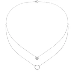 Maison de la Bijouterie Collier fantaisie double rond oxyde Femme argent VWZUY345 | Femme Collier Et Pendentif