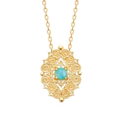 Maison de la Bijouterie Collier fantaisie femme amazonite plaqué or UW404345 | Femme Collier Et Pendentif