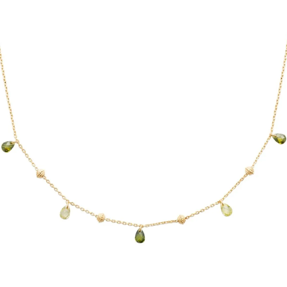 Maison de la Bijouterie Collier fantaisie femme cristal vert plaqué or UW404Y45 | Femme Collier Et Pendentif